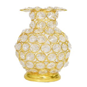 Golden crystal pot - decoration purpose, home and decore beautiful handmde - Vibrant Lighting.
