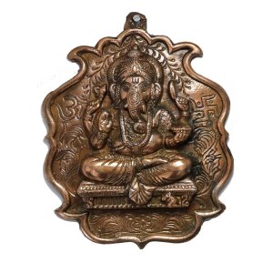 Kamalasana Ganesha sitting Wall Hanging : Finely engraved wall hanging of lord ganesha which will look fantastic on your wall