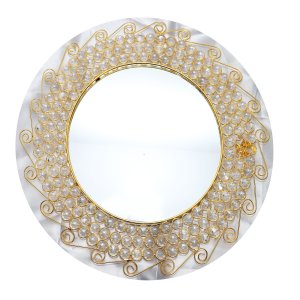 Royal crystal round mirror for wall home and decore beautiful Vibrant object - usable - Gifting Items Ideal for All Occasions