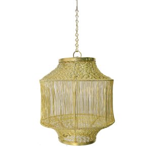 Beautifully carved golden net circular Ceiling Lamp - Akashkandil - home and decor