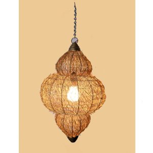 Circular beautifully carved golden net Ceiling Lamp - Akashkandil - home and decor