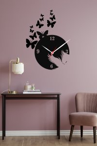 Butterfly-Eagle Based Clock (Black C) - Suitable For The Decoration Of A House - Foremost Gifting Material for Your Friends, Relatives and Close Ones