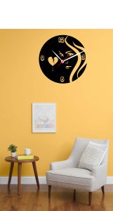 A Girl Looking Left, Based Clock (Black C) - Suitable For The Decoration Of A House - Foremost Gifting Material for Your Friends, Relatives and Close Ones
