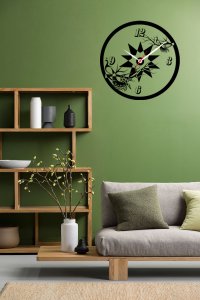 2 Peacocks Sitting On A Branch, 4 Numbers Visible Based Clock (Black C) - Suitable For The Decoration Of A House - Foremost Gifting Material for Your Friends, Relatives and Close Ones