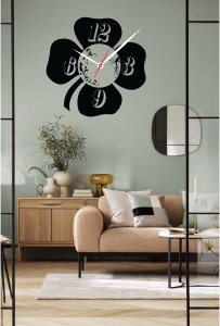4 Flower Petals And A Stem Visible Based Clock (Black C) - Suitable For The Decoration Of A House - Foremost Gifting Material for Your Friends, Relatives and Close Ones