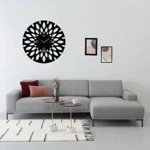 Scattered Transparent Leaves Based Clock (Black C) - Suitable For The Decoration Of A House - Foremost Gifting Material for Your Friends, Relatives and Close Ones