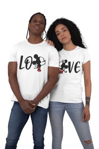 Love Mickey and Minnie (White T)- Couple Printed T-Shirts-Lover T-shirts