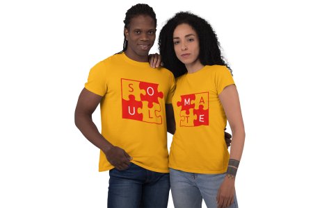 Soulmate Puzzle- Printed T-Shirts (Yellow T) -Lover T-shirts