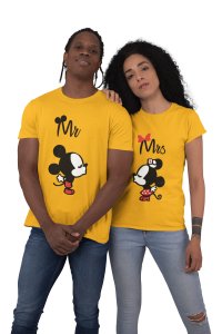Mr. and Mrs. Micky and Minnie (Yellow T) - Printed T-Shirts-Lover T-shirts