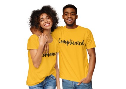 Romance Complicated Printed Funny Text Quirky Romance Yellow -Printed T-Shirts