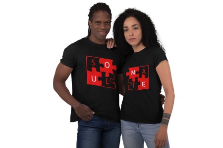 Soulmate Puzzle- Printed T-Shirts (Black T) -Lover T-shirts