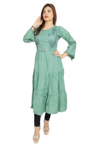 Green flower embroided straight Kurti for Womens/ girls (green kurti) - Made up of Rayon and designed for you plesant and comfy