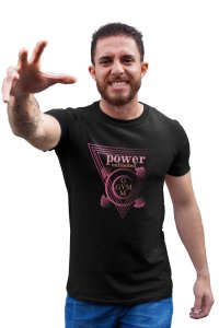 Power Unlimited, (BG Pink), Round Neck Gym Tshirt - Clothes for Gym Lovers (Black Tshirt) - Suitable for Gym Going Person - Foremost Gifting Material for Your Friends and Close Ones