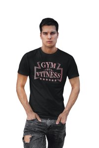 Gym By Fitness, (BG Pink), Round Neck Gym Tshirt (Black Tshirt) - Clothes for Gym Lovers - Suitable for Gym Going Person - Foremost Gifting Material for Your Friends and Close Ones