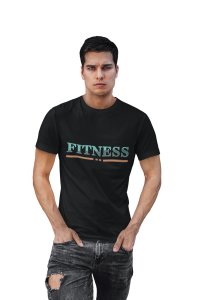Fitness, (BG Blue and Brown), Round Neck Gym Tshirt (Black Tshirt) - Clothes for Gym Lovers - Suitable for Gym Going Person - Foremost Gifting Material for Your Friends and Close Ones