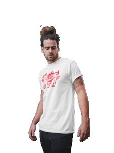 Gym, Red Fire, Round Neck Gym Tshirt (White Tshirt) - Clothes for Gym Lovers - Suitable for Gym Going Person - Foremost Gifting Material for Your Friends and Close Ones