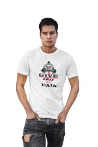 Give Away The Pain, Round Neck Gym Tshirt (White Tshirt) - Clothes for Gym Lovers - Suitable for Gym Going Person - Foremost Gifting Material for Your Friends and Close Ones