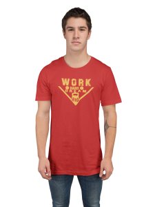 Work Hard, Dream Big, (BG Golden), Round Neck Gym Tshirt (Red Tshirt) - Clothes for Gym Lovers - Suitable for Gym Going Person - Foremost Gifting Material for Your Friends and Close Ones