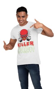 Killer Workout, (BG Red and White), Round Neck Gym Tshirt (White Tshirt) - Clothes for Gym Lovers - Suitable for Gym Going Person - Foremost Gifting Material for Your Friends and Close Ones
