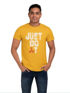 Just Do It, Round Neck Gym Tshirt (Yellow Tshirt) - Clothes for Gym Lovers - Suitable for Gym Going Person - Foremost Gifting Material for Your Friends and Close Ones