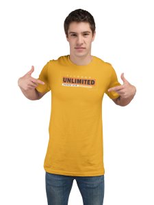 Unlimited, (BG Orange), Power Gym, 4 Dashes, Round Neck Gym Tshirt (Yellow Tshirt) - Foremost Gifting Material for Your Friends and Close Ones