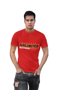 Fitness Unlimited, (BG Orange), Power Gym, 1 Dash, Round Neck Gym Tshirt (Red Tshirt) - Foremost Gifting Material for Your Friends and Close Ones