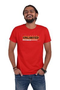 Fitness Unlimited, (BG Orange), Power Gym, 4 Dashes, Round Neck Gym Tshirt (Red Tshirt) - Foremost Gifting Material for Your Friends and Close Ones