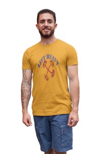 Lift Heavy, Crossed Dumbles, Round Neck Gym Tshirt (Yellow Tshirt) - Clothes for Gym Lovers - Suitable for Gym Going Person - Foremost Gifting Material for Your Friends and Close Ones