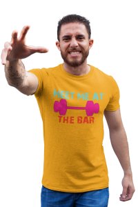Meet Me At The Bar, Round Neck Gym Tshirt (Yellow Tshirt) - Clothes for Gym Lovers - Suitable for Gym Going Person - Foremost Gifting Material for Your Friends and Close Ones