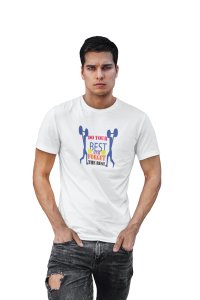 Do Your Best And Forget The Rest, Round Neck Gym Tshirt (White Tshirt) - Clothes for Gym Lovers - Foremost Gifting Material for Your Friends and Close Ones