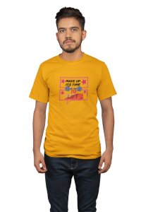 Its Time To Lift, Round Neck Gym Tshirt (Yellow Tshirt) - Clothes for Gym Lovers - Suitable for Gym Going Person - Foremost Gifting Material for Your Friends and Close Ones