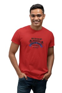 Stop Doubting Yourself, Work Hard, (BG Black), Round Neck Gym Tshirt (Red Tshirt) - Clothes for Gym Lovers - Suitable for Gym Going Person - Foremost Gifting Material for Your Friends and Close Ones