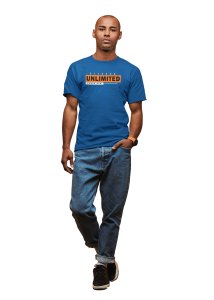 Fitness Unlimited, (BG Orange), Power Gym, 1 Dash, Round Neck Gym Tshirt (Blue Tshirt) - Clothes for Gym Lovers - Suitable for Gym Going Person - Foremost Gifting Material for Your Friends and Close Ones