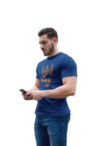 Feel The Pain, Straight Lines Round Neck Gym Tshirt (Orange) (Blue Tshirt) - Clothes for Gym Lovers - Suitable for Gym Going Person - Foremost Gifting Material for Your Friends and Close Ones