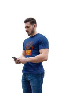 The Gym Is My Happy Place, (BG Orange), Round Neck Gym Tshirt (Blue Tshirt) - Clothes for Gym Lovers - Suitable for Gym Going Person - Foremost Gifting Material for Your Friends and Close Ones