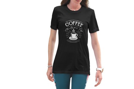 Coffee clarity in a cup - Black - printed t shirt - comfortable round neck cotton.