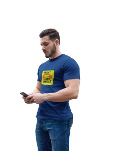 Sweat, Smile And Repeat, (BG Yellow), Round Neck Gym Tshirt (Blue Tshirt) - Clothes for Gym Lovers - Suitable for Gym Going Person - Foremost Gifting Material for Your Friends and Close Ones