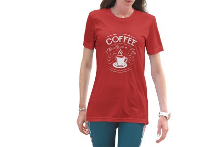 Coffee clarity in a cup - Red - printed t shirt - comfortable round neck cotton.
