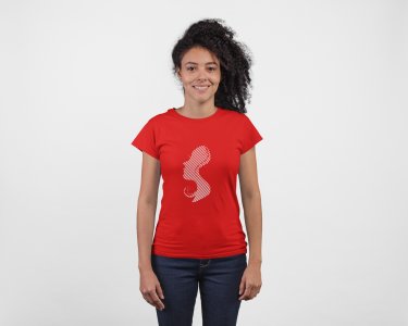 Beautiful hair girl - Line Art for Female - Half Sleeves T-shirt