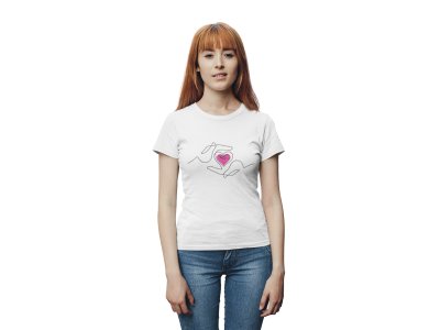 Heart for - Line Art for Female - Half Sleeves T-shirt