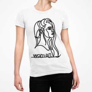 Woman - Line Art for Female - Half Sleeves T-shirt
