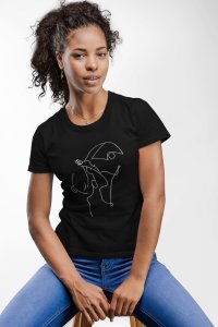 Women Walking - Line Art for Female - Half Sleeves T-shirt