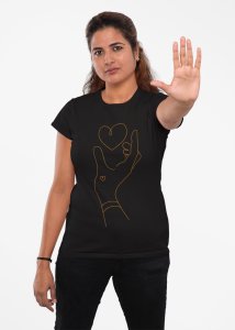 Love in fingers - Line Art for Female - Half Sleeves T-shirt
