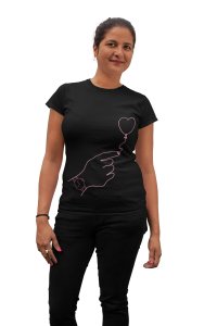 Balloon Heart for - Line Art for Female - Half Sleeves T-shirt