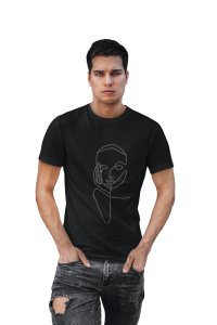 Palm on Cheek - Line Art for Male - Half Sleeves T-shirt