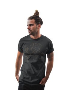 Elephant - Line Art for Male - Half Sleeves T-shirt