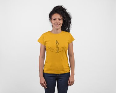 Girl - Line Art for Female - Half Sleeves T-shirt