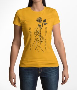 One Life - Line Art for Female - Half Sleeves T-shirt