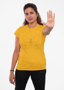 Pretty Butterfly - Line Art for Female - Half Sleeves T-shirt