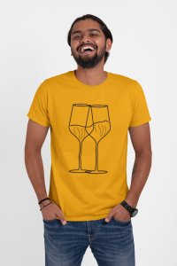 Wine Glasses - Line Art for Male - Half Sleeves T-shirt